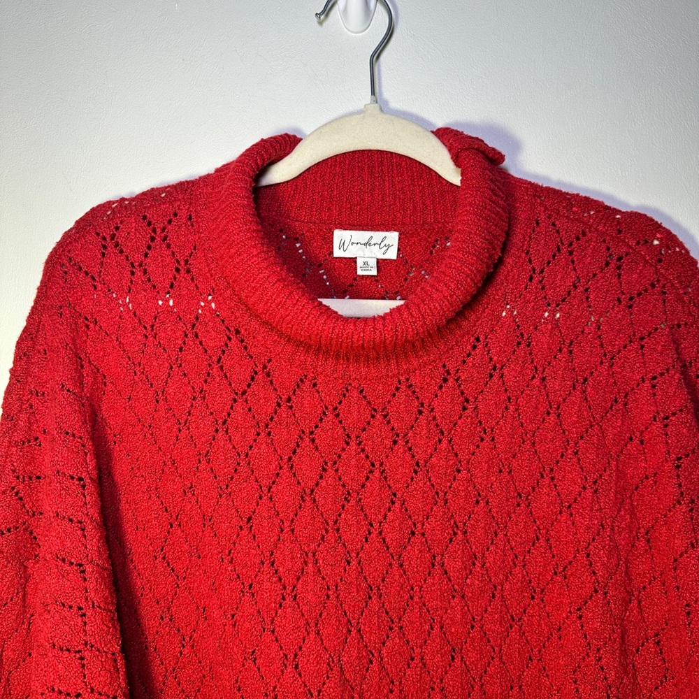 Wonderly Woman’s Classic Pointelle Cowl Neck Sweater Size XL Minimalist Casual - Picture 2 of 7